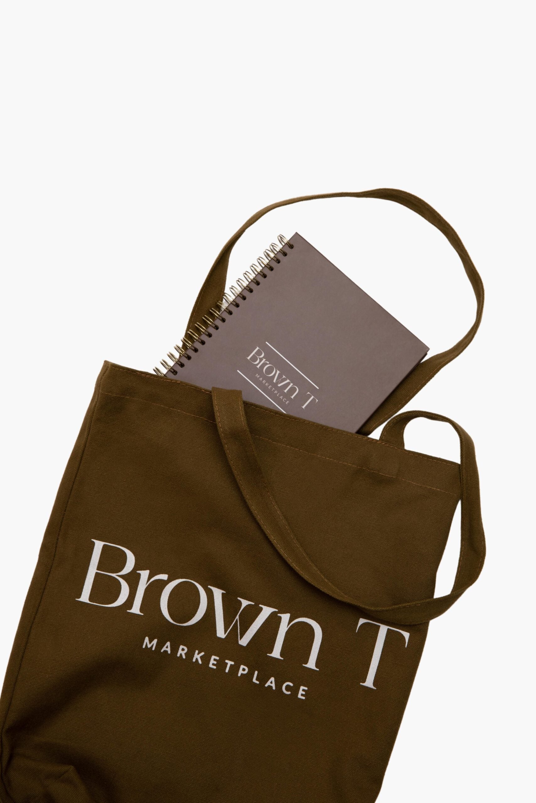 Lot Tote bag Brown T en coton recyclable + Weekly planner Brown T A5